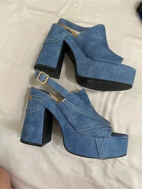 Mackin J Y2K Denim Pocket Platform Heels - Excellent Condition Size